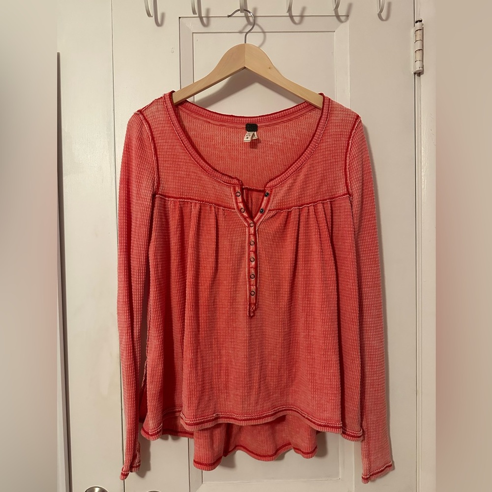 Free people long sleeve, coral color, size xs
